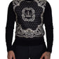 Dolce & Gabbana Black White Bandana Crewneck Pullover Sweater