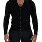 Dolce & Gabbana Black Wool Button Down Cardigan Sweater