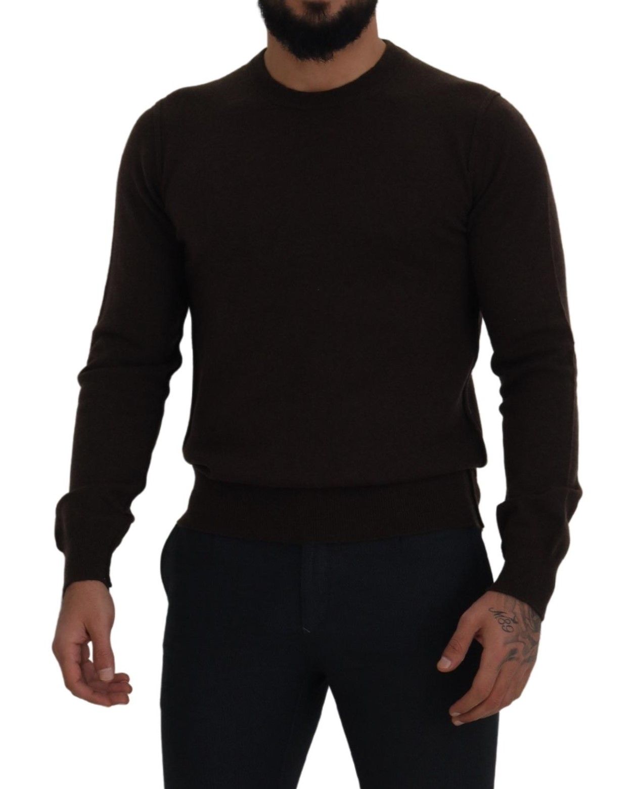 Dolce & Gabbana Brown Cashmere Crew Neck Pullover Sweater