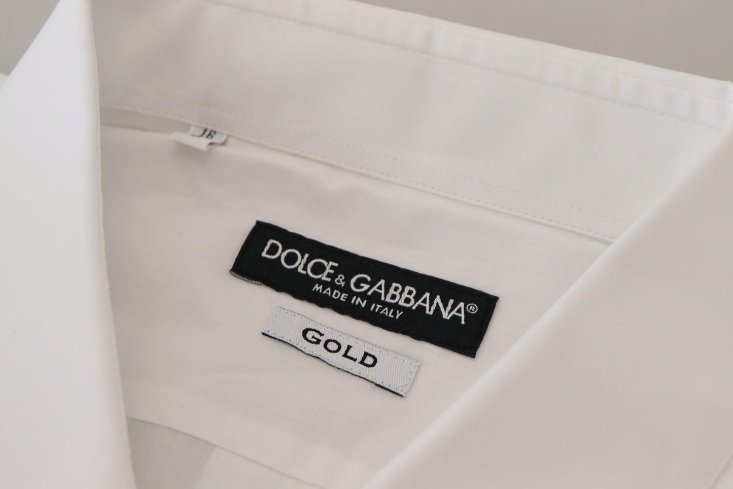 Dolce & Gabbana White Cotton Peacock Feather Formal GOLD Shirt