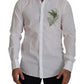 Dolce & Gabbana White Cotton Peacock Feather Formal GOLD Shirt