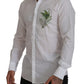 Dolce & Gabbana White Cotton Peacock Feather Formal GOLD Shirt