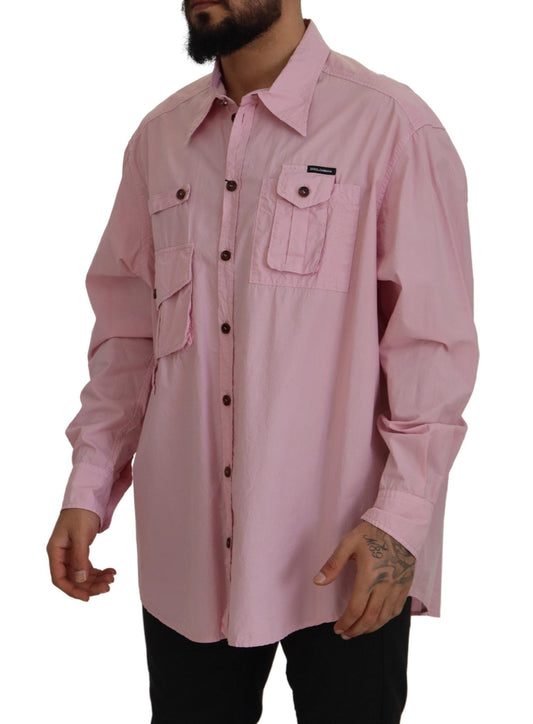 Dolce & Gabbana Pink Casual Button Down Long Sleeves Shirt