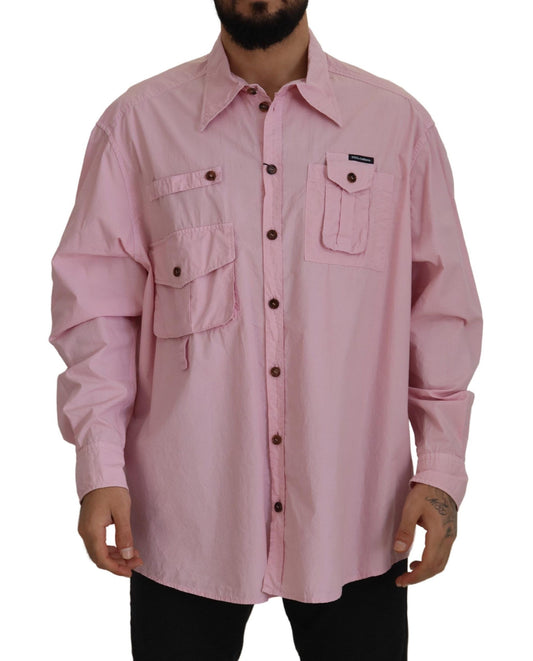 Dolce & Gabbana Pink Casual Button Down Long Sleeves Shirt