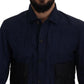 Dsquared² Dark Blue Cotton Collared Long Sleeves Casual Shirt