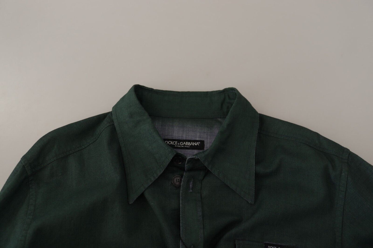 Dolce & Gabbana Dark Green Button Down Long Sleeves Shirt