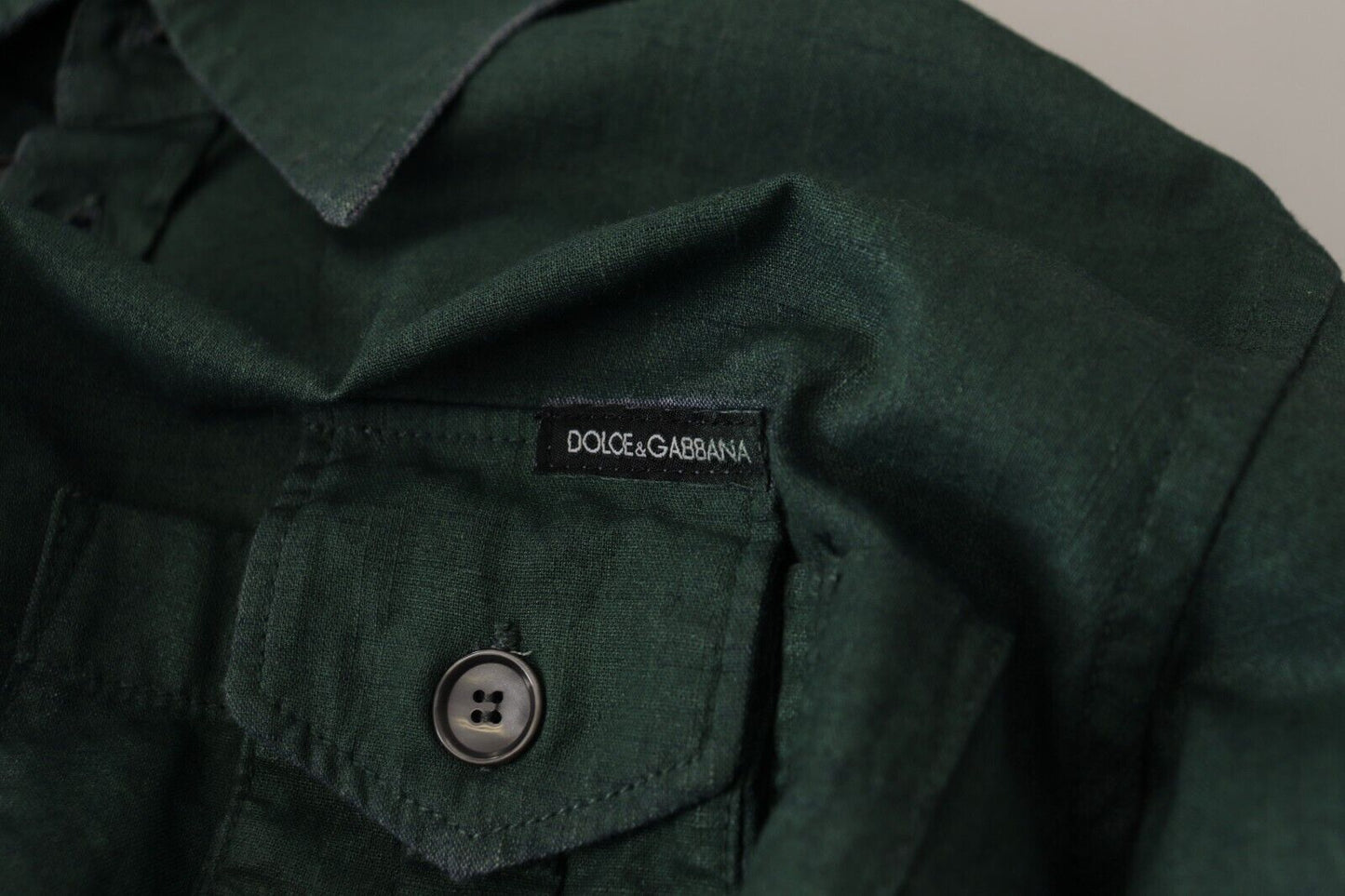 Dolce & Gabbana Dark Green Button Down Long Sleeves Shirt