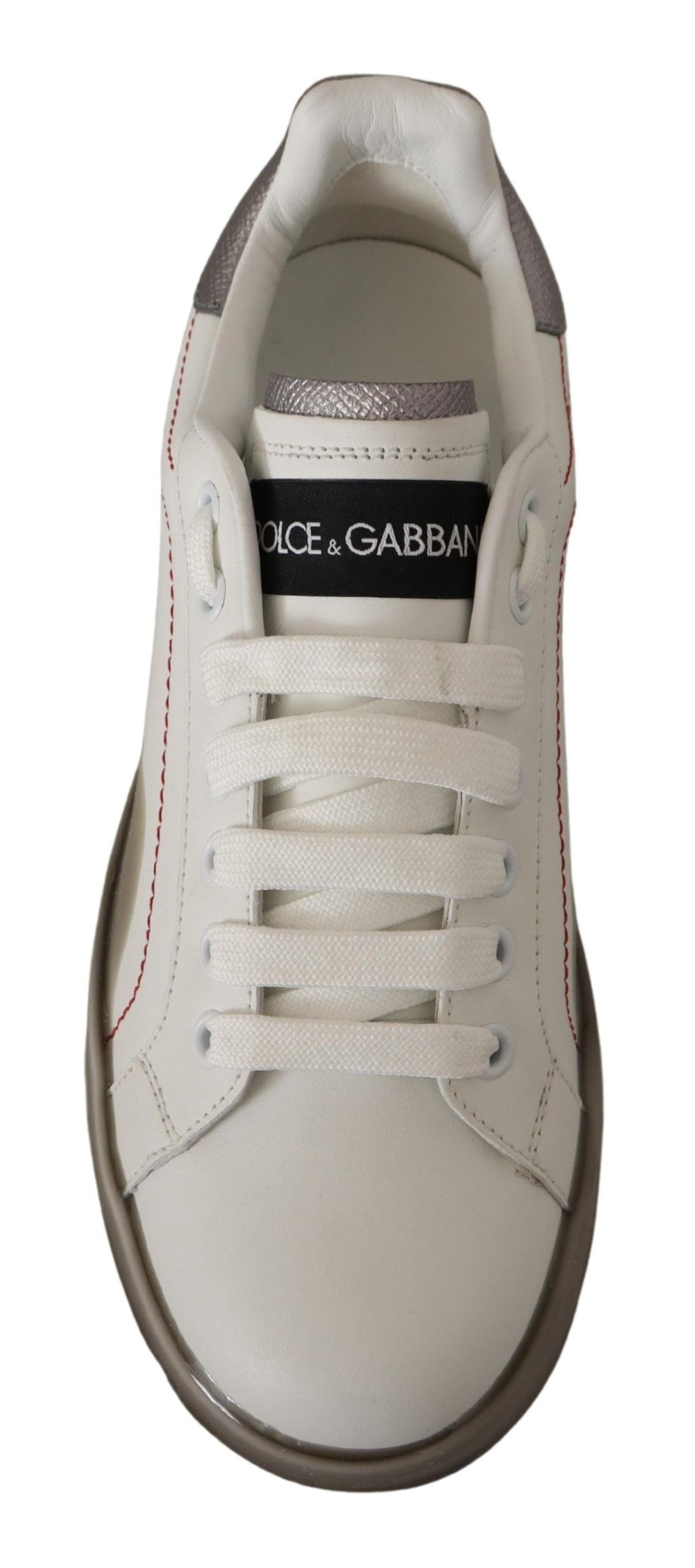 Dolce & Gabbana White Leather Logo Portofino Sneakers Shoes