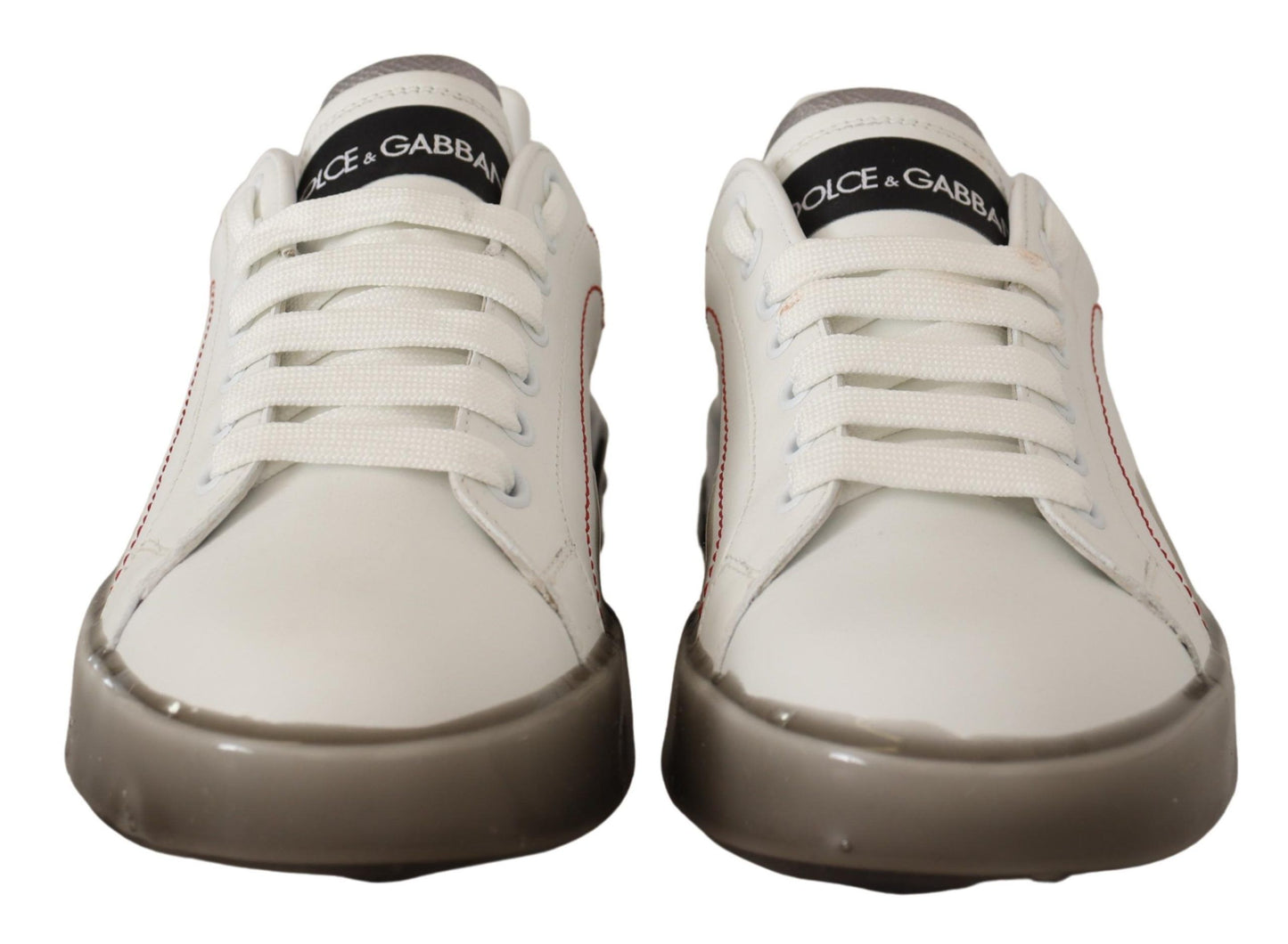 Dolce & Gabbana White Leather Logo Portofino Sneakers Shoes