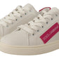 Dolce & Gabbana White Pink Leather Low Top Sneakers Womens Shoes