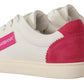 Dolce & Gabbana White Pink Leather Low Top Sneakers Womens Shoes