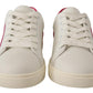 Dolce & Gabbana White Pink Leather Low Top Sneakers Womens Shoes