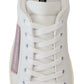 Dolce & Gabbana White Pink Leather Low Top Sneakers Shoes