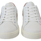 Dolce & Gabbana White Pink Leather Low Top Sneakers Shoes