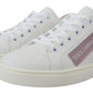 Dolce & Gabbana White Pink Leather Low Top Sneakers Shoes