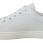 Dolce & Gabbana White Pink Leather Low Top Sneakers Shoes