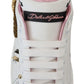 Dolce & Gabbana White Leather Crystal Queen Crown Sneakers Shoes