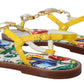 Dolce & Gabbana Multicolor Majolica Crystal Sandals Flip Flop Shoes