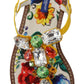 Dolce & Gabbana Multicolor Majolica Crystal Sandals Flip Flop Shoes