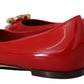 Dolce & Gabbana Red Leather Crystals Loafers Flats Shoes