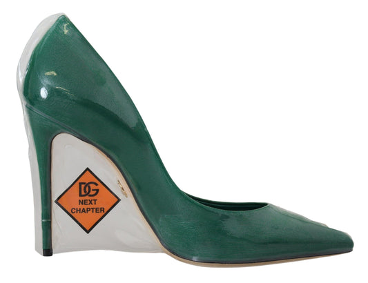 Dolce & Gabbana Green Leather Heels Pumps Plastic Shoes