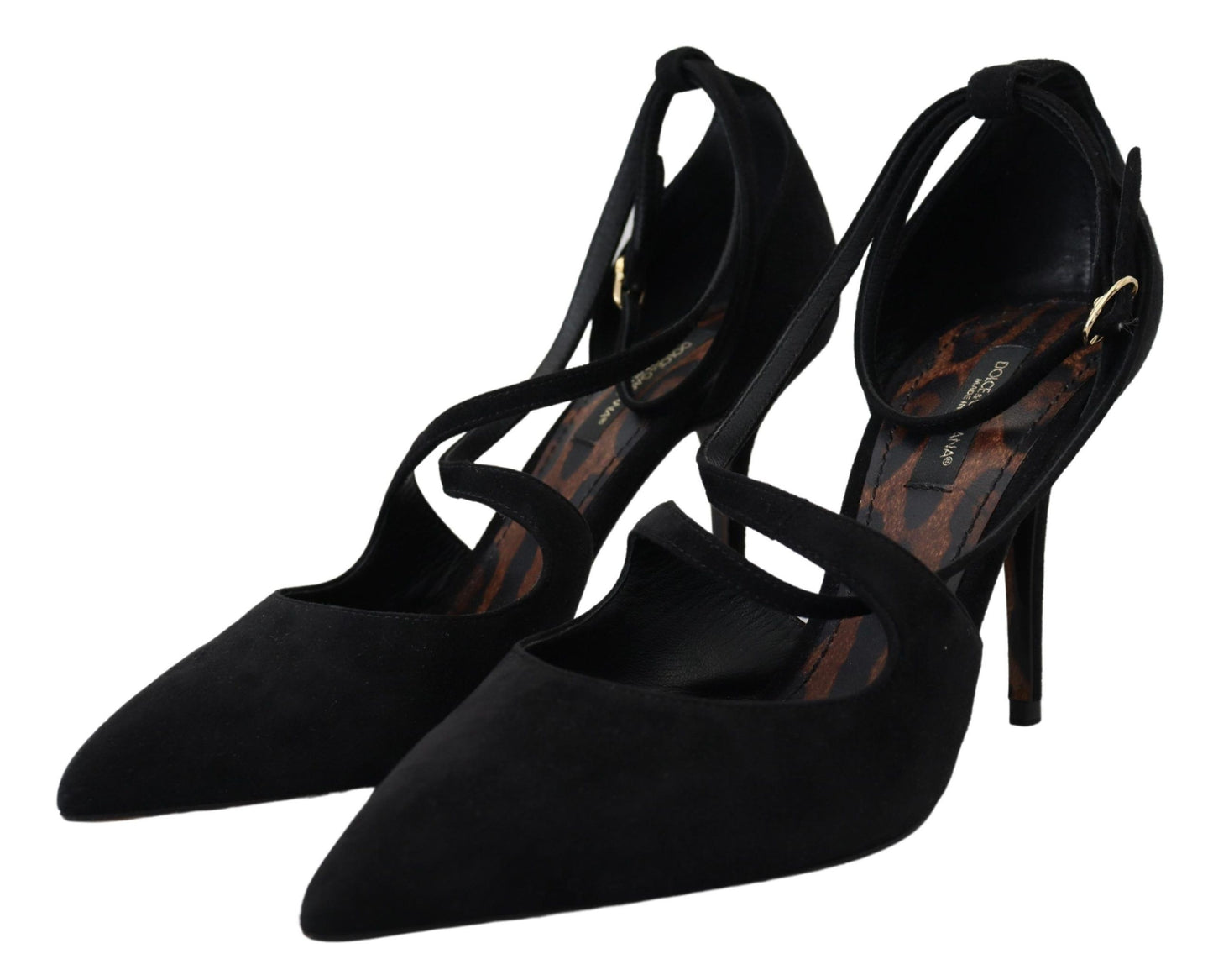 Dolce & Gabbana Black Suede Ankle Strap Pumps Heels Shoes