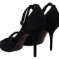 Dolce & Gabbana Black Suede Ankle Strap Pumps Heels Shoes