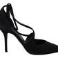 Dolce & Gabbana Black Suede Ankle Strap Pumps Heels Shoes