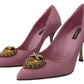 Dolce & Gabbana Pink Leather Heart DEVOTION Heels Pumps Shoes