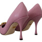 Dolce & Gabbana Pink Leather Heart DEVOTION Heels Pumps Shoes