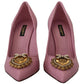 Dolce & Gabbana Pink Leather Heart DEVOTION Heels Pumps Shoes