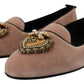 Dolce & Gabbana Pink Velvet Slip Ons Loafers Flats Shoes