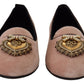 Dolce & Gabbana Pink Velvet Slip Ons Loafers Flats Shoes