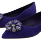 Dolce & Gabbana Purple Suede Crystals Loafers Flats Shoes