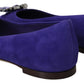 Dolce & Gabbana Purple Suede Crystals Loafers Flats Shoes