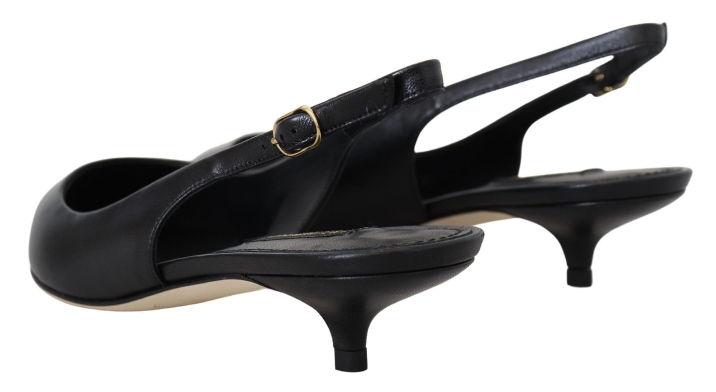 Dolce & Gabbana Black Leather Slingbacks Heels Pumps