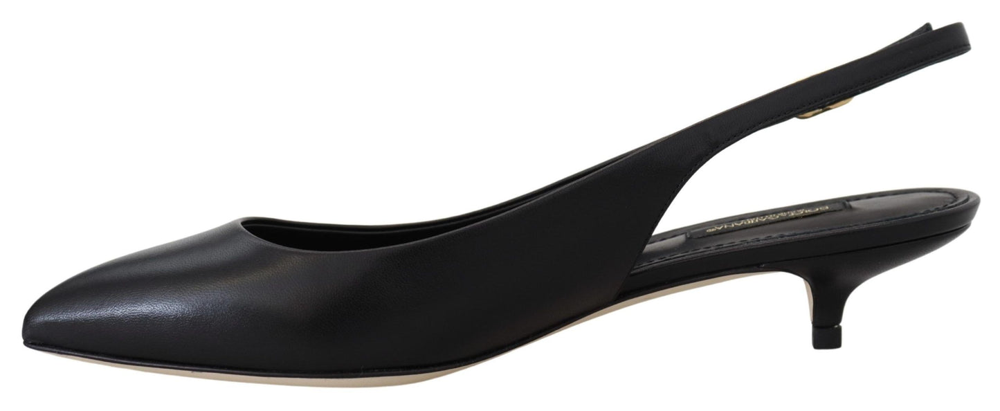 Dolce & Gabbana Black Leather Slingbacks Heels Pumps