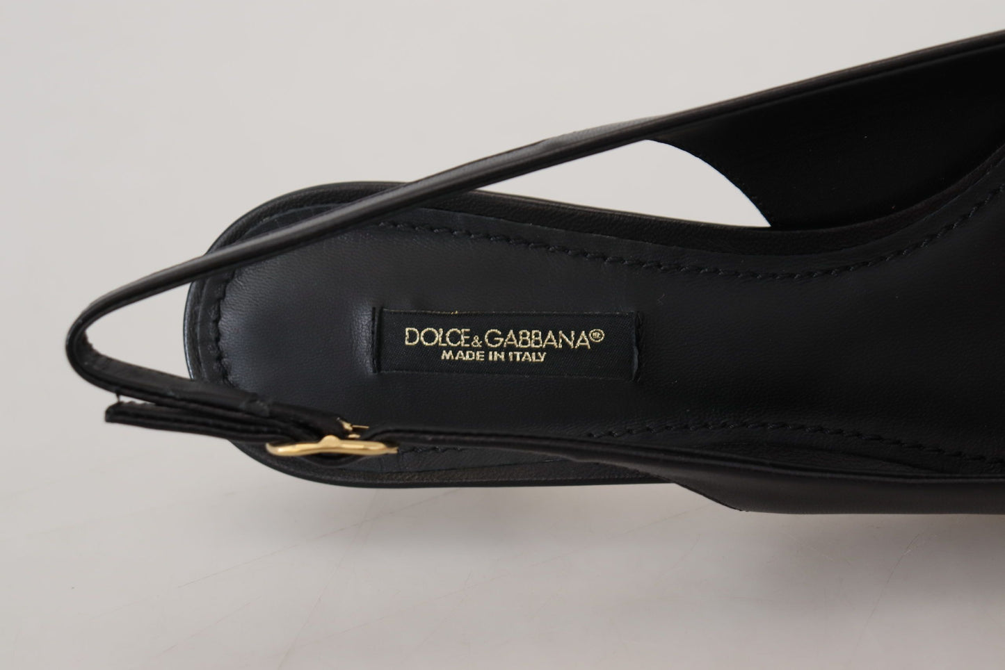 Dolce & Gabbana Black Leather Slingbacks Heels Pumps