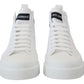 Dolce & Gabbana White Canvas Cotton High Tops Sneakers Shoes