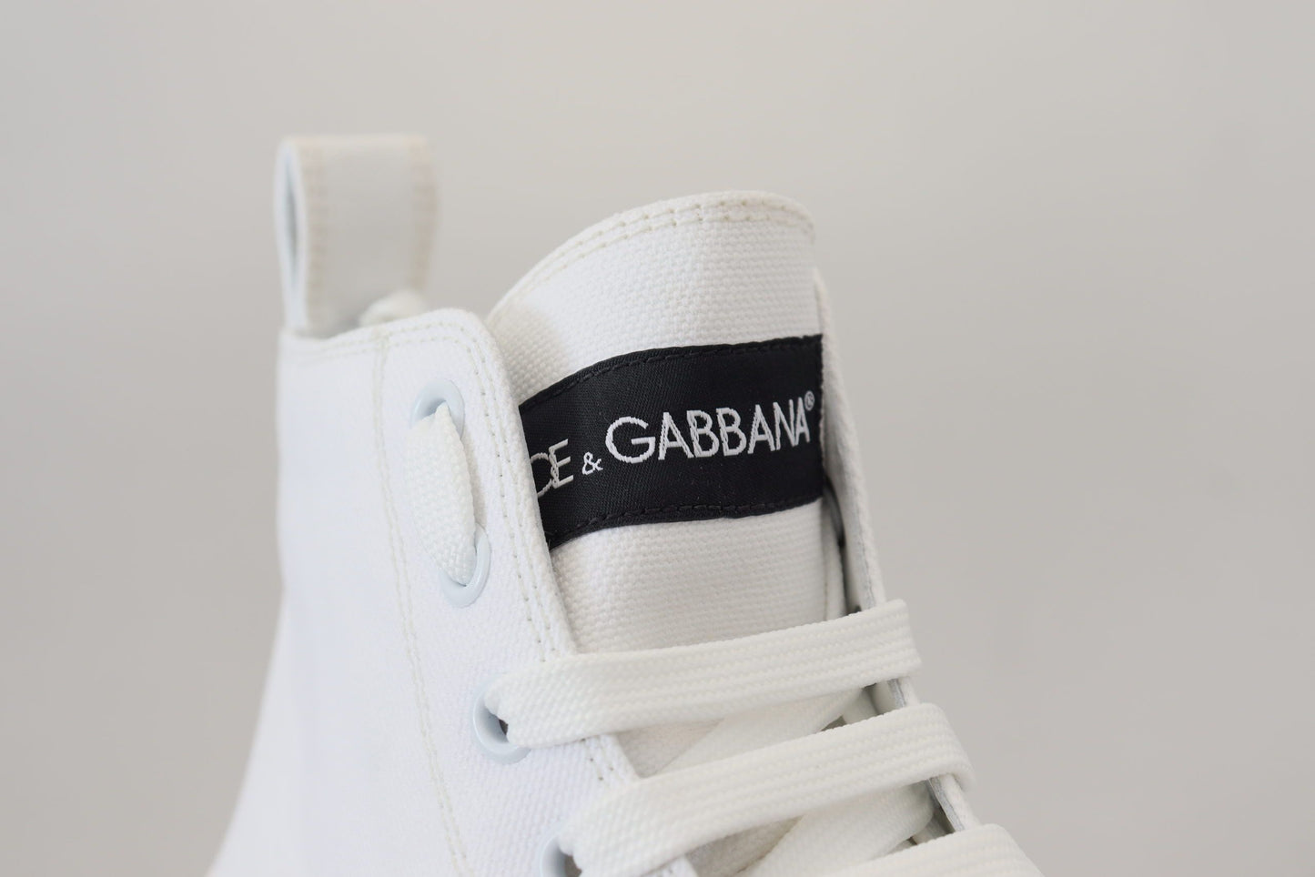 Dolce & Gabbana White Canvas Cotton High Tops Sneakers Shoes