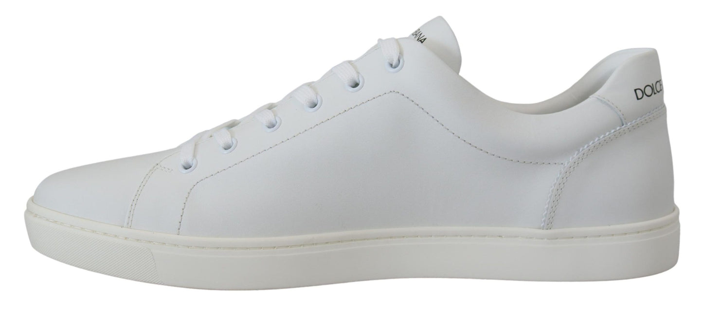 Dolce & Gabbana White Leather DG Logo Casual Sneakers Shoes