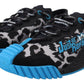 Dolce & Gabbana Black Blue Fabric Lace Up NS1 Sneakers