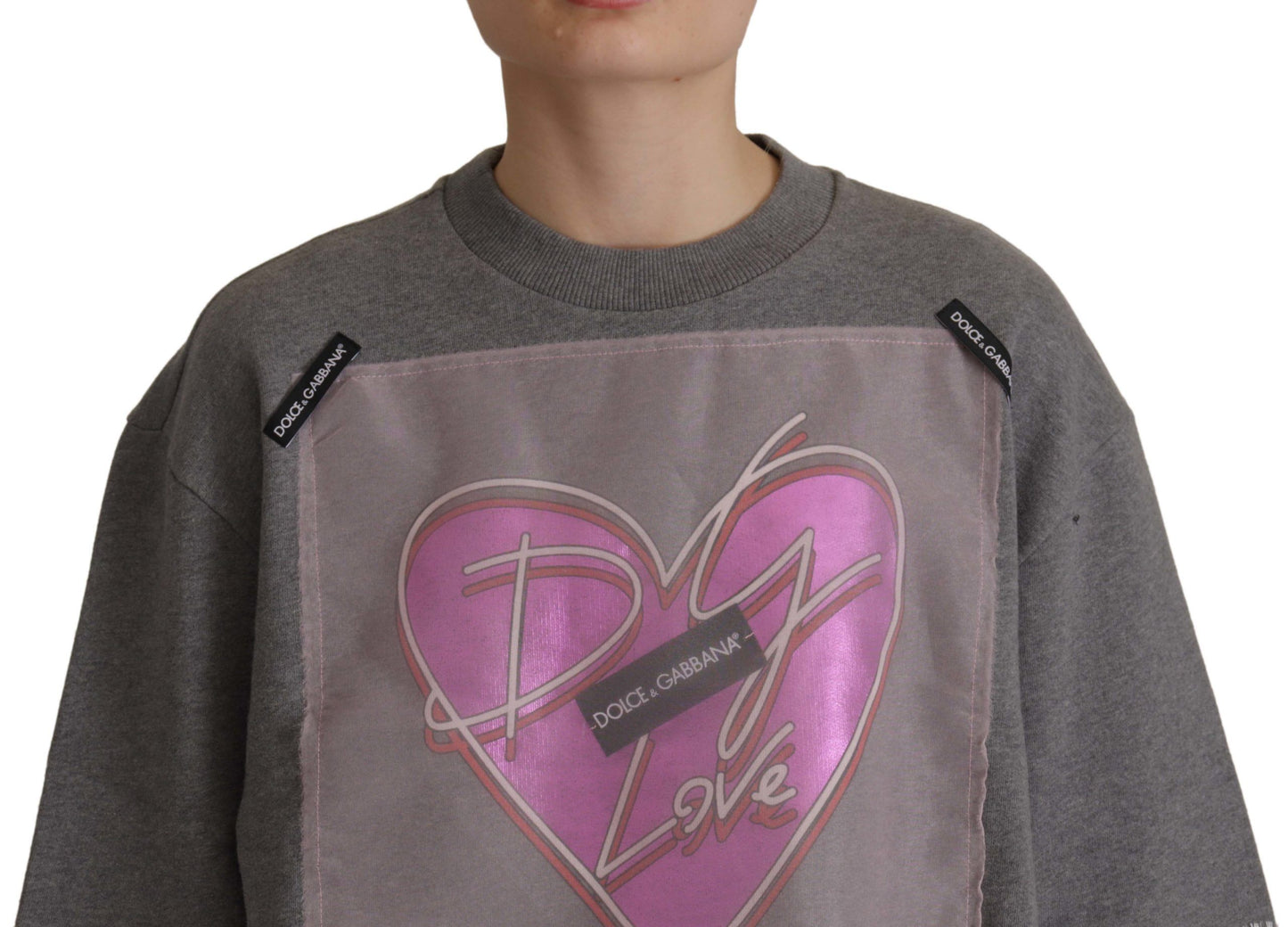 Dolce & Gabbana Grey Heart Pink Limited Edition Top T-shirt