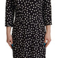 Dolce & Gabbana Black White Polka Dots Sheath Midi Viscose Dress