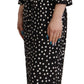 Dolce & Gabbana Black White Polka Dots Sheath Midi Viscose Dress