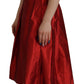 Dolce & Gabbana Red A-line Pleated Satin Silk Dress