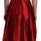 Dolce & Gabbana Red A-line Pleated Satin Silk Dress