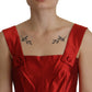 Dolce & Gabbana Red A-line Pleated Satin Silk Dress