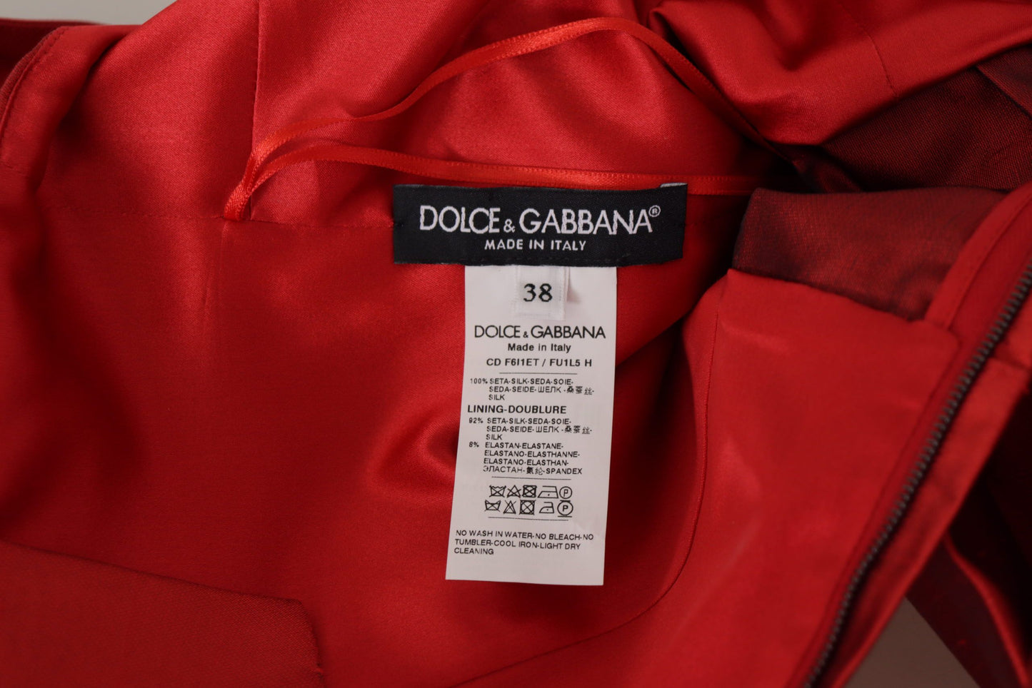 Dolce & Gabbana Red A-line Pleated Satin Silk Dress