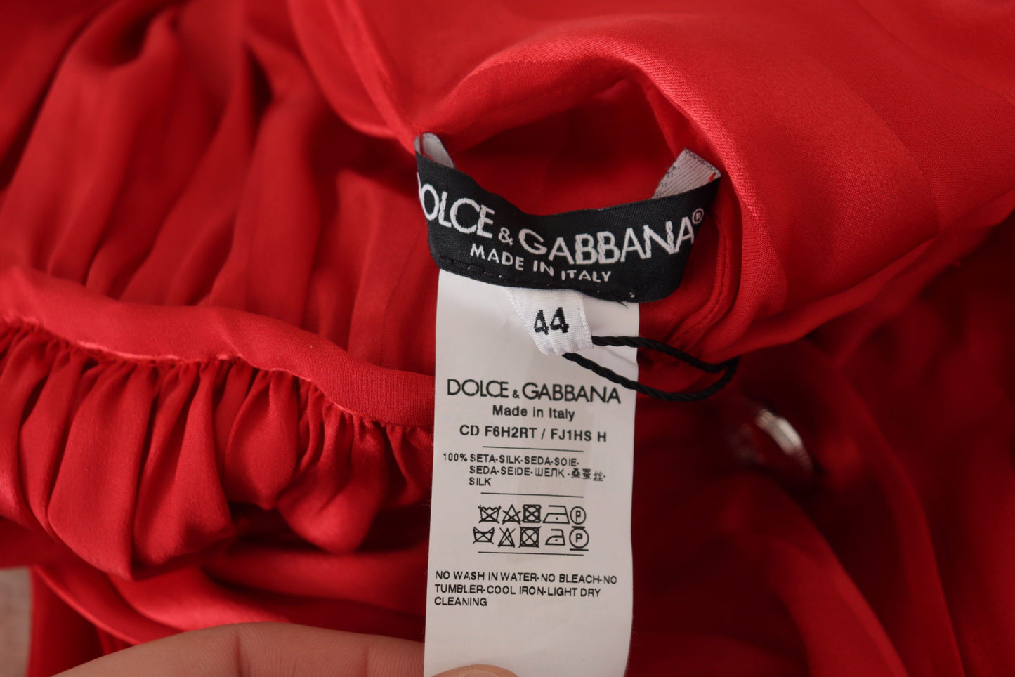 Dolce & Gabbana Elegant Red Button Silk Midi Dress